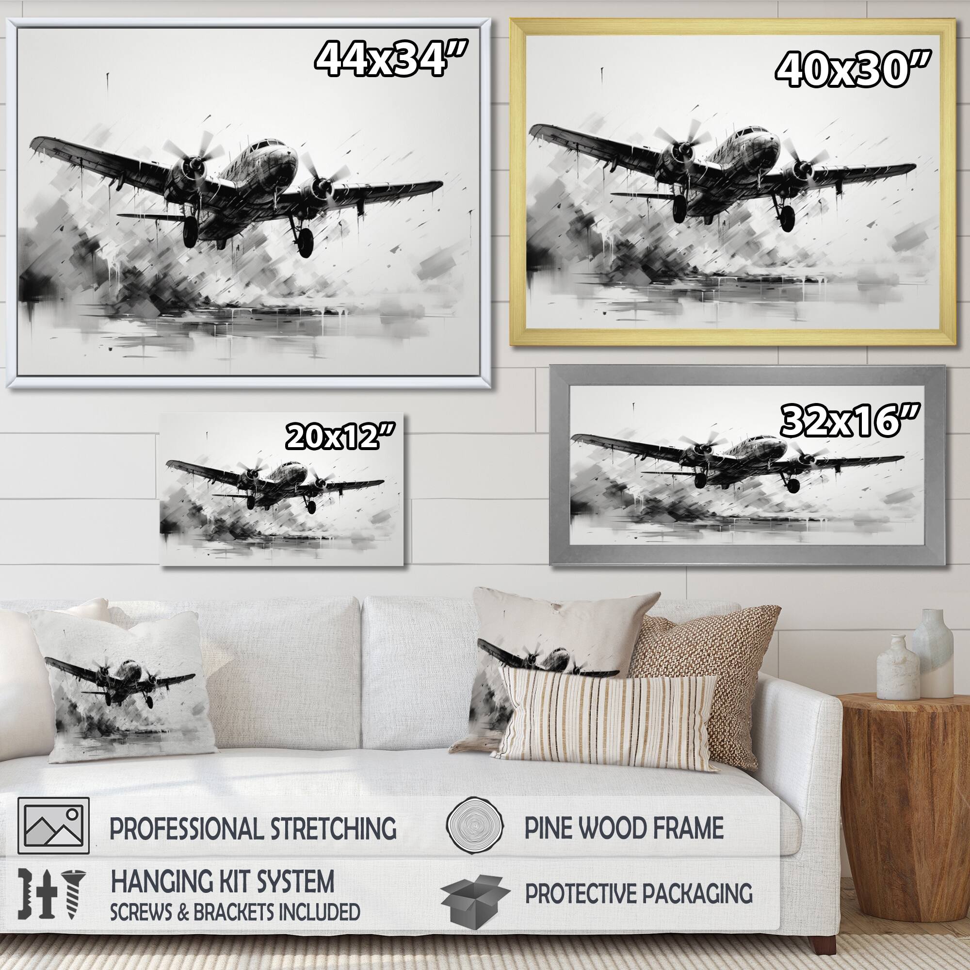 Designart "Expressive Plane Airborne" Transportation Canvas Wall Art